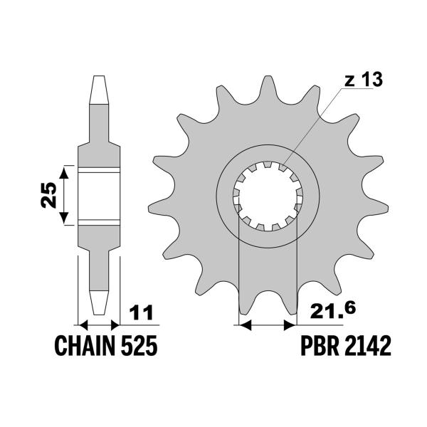 PBR front sprocket Z16 teeth 525 size Yamaha YZF R6 2006-2022
