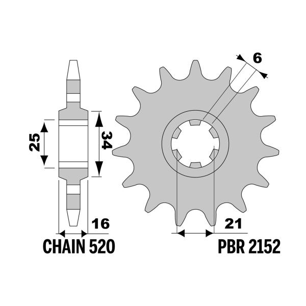 Pignone PBR Z13 denti passo 520 Kymco Venox 250 2005-2008