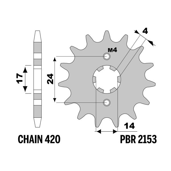 PBR front sprocket Z16 teeth 420 size Aprilia SX50 (SM) 2006-2011