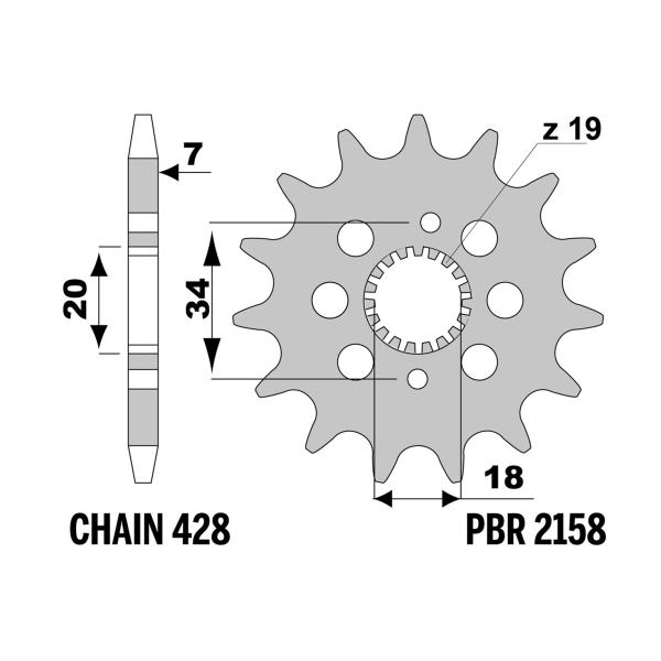 Pignone PBR Z15 denti passo 428 Honda CRF150R 2007-2008