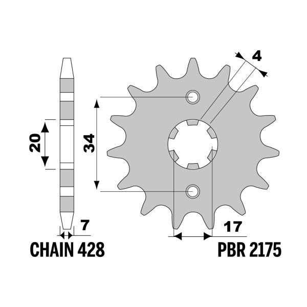 Pignone PBR Z14 denti passo 428 SWM Ace Of Spades 125 2022