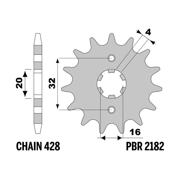 Pignone PBR Z15 denti passo 428 Beta RR125 Motard 4T 2011-2023