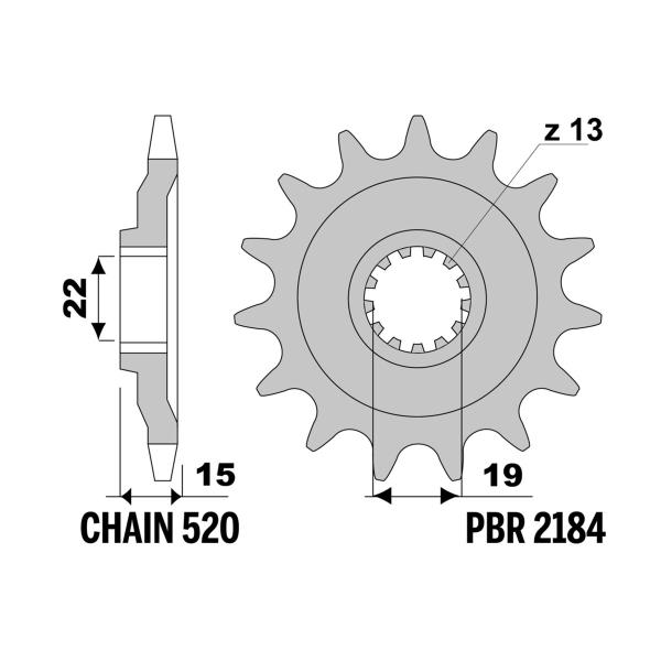 Pignone PBR Z15 denti passo 520 Beta 40 Motard 350 2008-2009