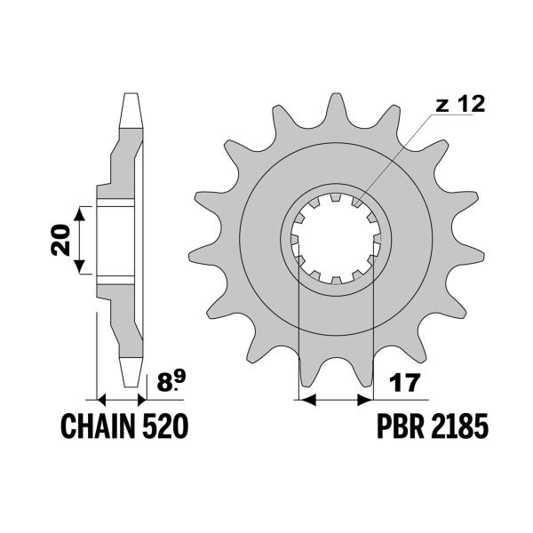 Pignone PBR Z11 denti passo 520 Beta EVO 4T Trial 250 2009-2010