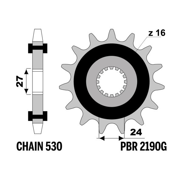 Pignone PBR Z18 denti con gomma passo 530 Suzuki GSXR1300 Hayabusa 2022-2024