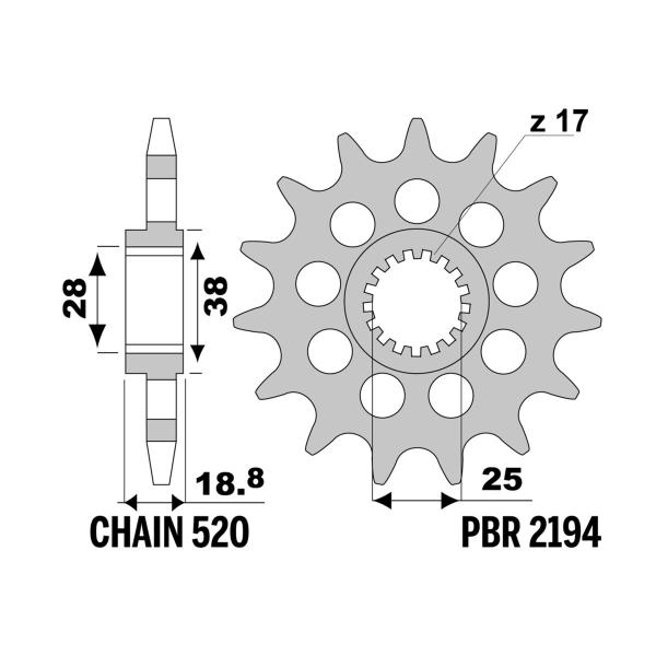 Pignone PBR Z16 denti passo 520 Aprilia RSV4 Biaggi Replica 1000 2010-2012