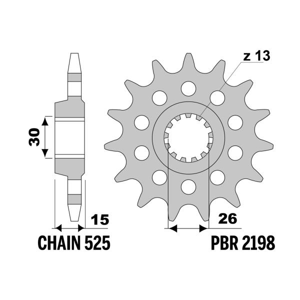 Pignone PBR Z17 denti passo 525 BMW S1000R 2017-2023