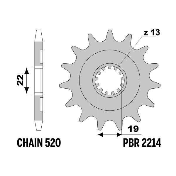 PBR front sprocket Z12 teeth 520 size Husqvarna TC250 4T 2010-2013