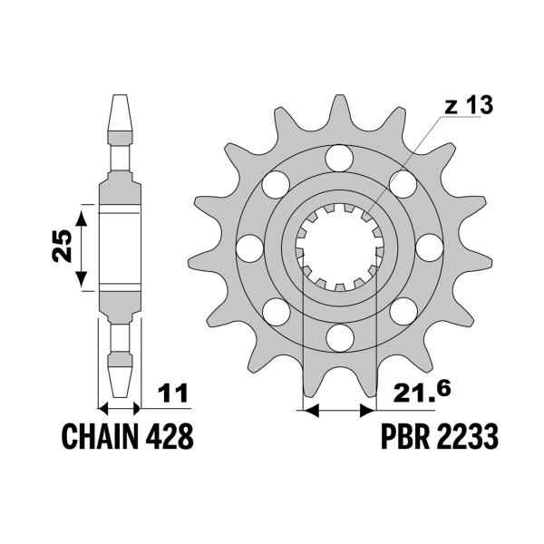 PBR front sprocket Z17 teeth 428 size Yamaha YZF R6 2006-2022