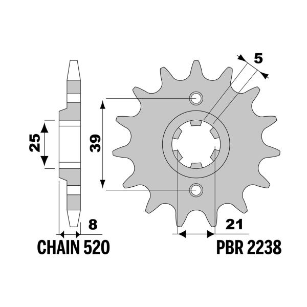 PBR front sprocket Z14 teeth 520 size Kymco MXer / MXU 150 2002-2005