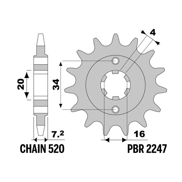 PBR front sprocket Z14 teeth 520 size KTM RC125 ABS 2014-2019