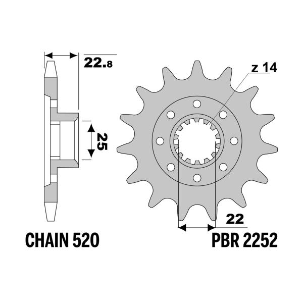 Pignone PBR Z16 denti passo 520 Mv Agusta F3 675 2012-2018