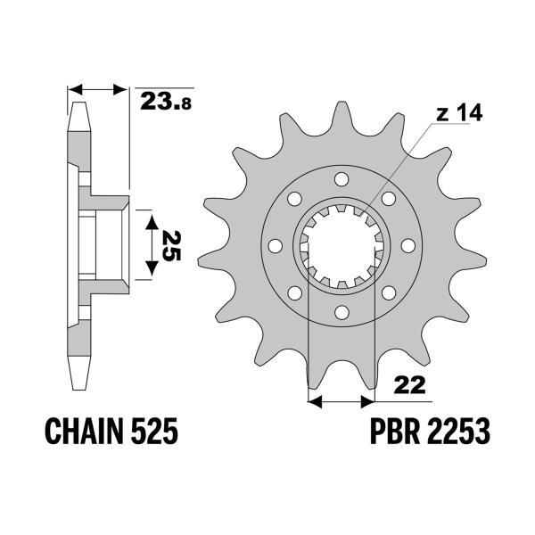 PBR front sprocket Z16 teeth 525 size Mv Agusta B3 800 RR 2017-2021
