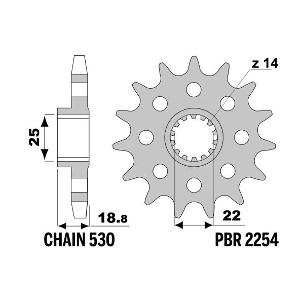 PBR front sprocket Z14 teeth 530 size Ducati Multistrada 1200/S 2010-2016