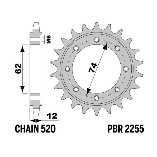 PBR front sprocket Z21 teeth 520 size Gilera GP800 2009-2014