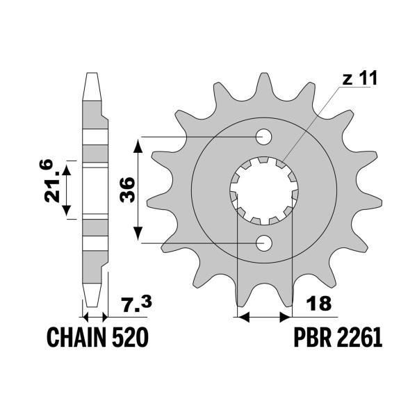 PBR front sprocket Z13 teeth 520 size Honda CRF250L 4T 2013-2018