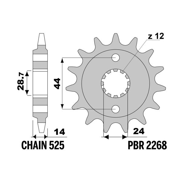 Pignone PBR Z17 denti passo 525 Honda VLX750 Shadow (Greece) (RC44)