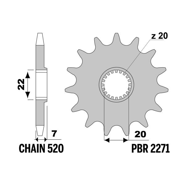 Pignone PBR Z10 denti passo 520 Scorpa SY-F250 4T 2006-2008