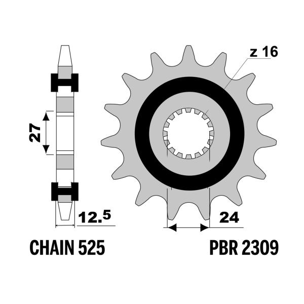 PBR front sprocket Z17 teeth with rubber 525 size Suzuki GSXR1000 2017-2022