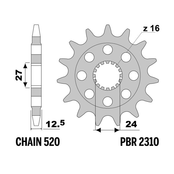 PBR front sprocket Z15 teeth 520 size Suzuki GSXR1000 2017-2022