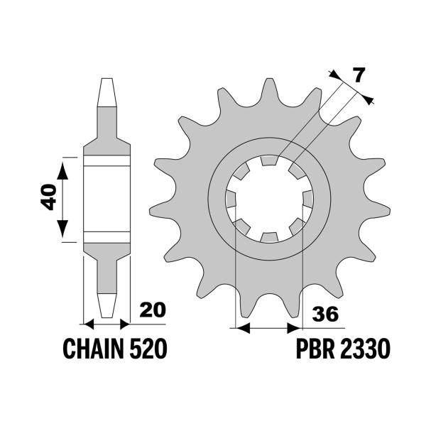 PBR front sprocket Z15 teeth 520 size Ducati MH-R 1000 1978-1979