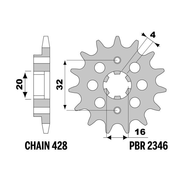 Pignone PBR Z14 denti passo 428 Fantic Motor Motard Performance 125 2022-2023