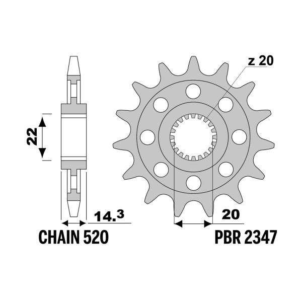 PBR front sprocket Z16 teeth 520 size BMW G310R 2016-2022