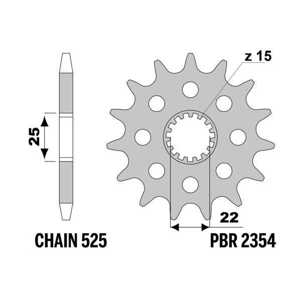 Pignone PBR Z16 denti passo 525 Royal Enfield Himalayan 400 2016-2023