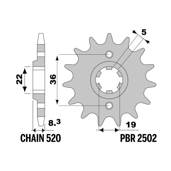 PBR front sprocket Z12 teeth 520 size Honda ATC-X (Three Wheels) 350 1986-1986