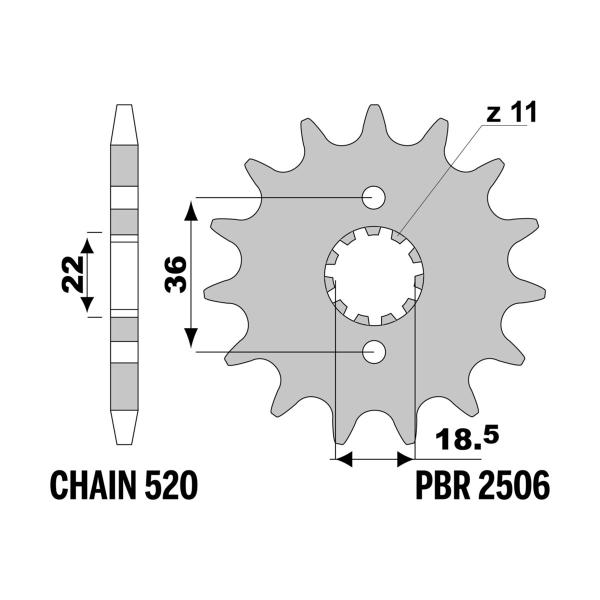 PBR front sprocket Z12 teeth 520 size Honda AX1 250 2000-2005