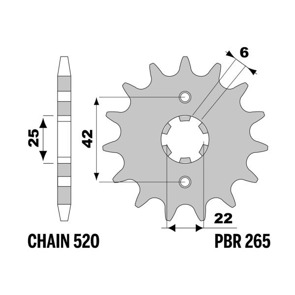 PBR front sprocket Z14 teeth 520 size Honda XL250S 1978-1981