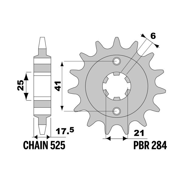 Pignone PBR Z15 denti passo 525 Honda XBR500SH 1987-1991