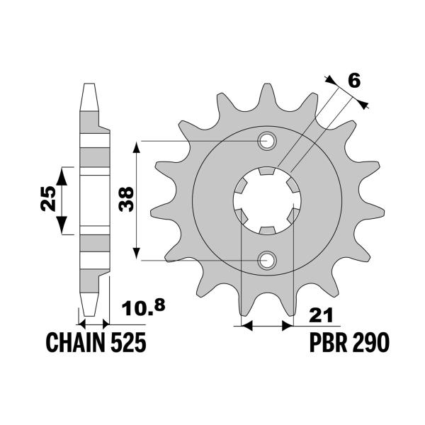 PBR front sprocket Z14 teeth 525 size Honda XBR500 1985-1986