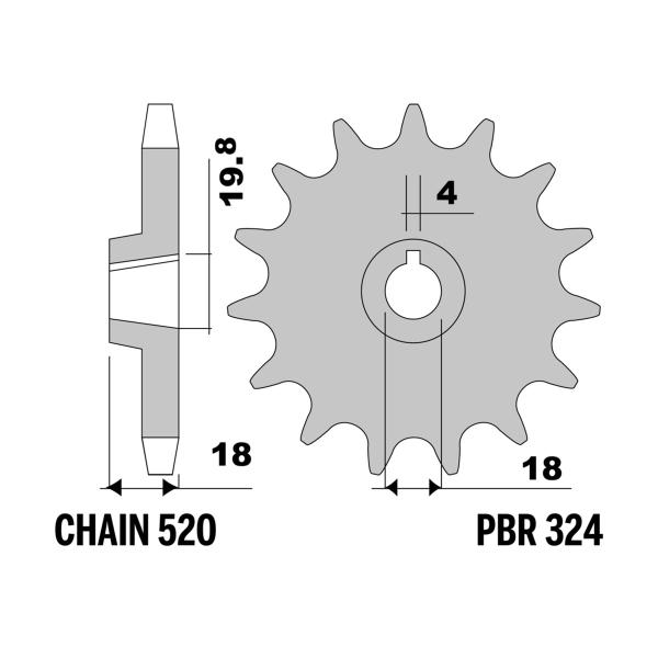PBR front sprocket Z12 teeth 520 size Montesa Cota 348