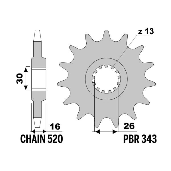 Pignone PBR Z15 denti passo 520 Honda VFR750R RC30 1988-1992