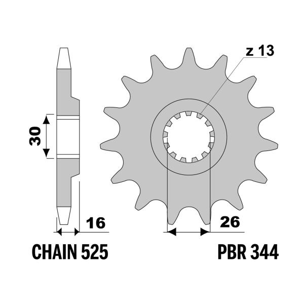 PBR front sprocket Z14 teeth 525 size Honda VFR750R RC30 1988-1992