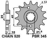 Pignone PBR passo 520, 14 denti per Honda FX650 VIGOR 1999>2001