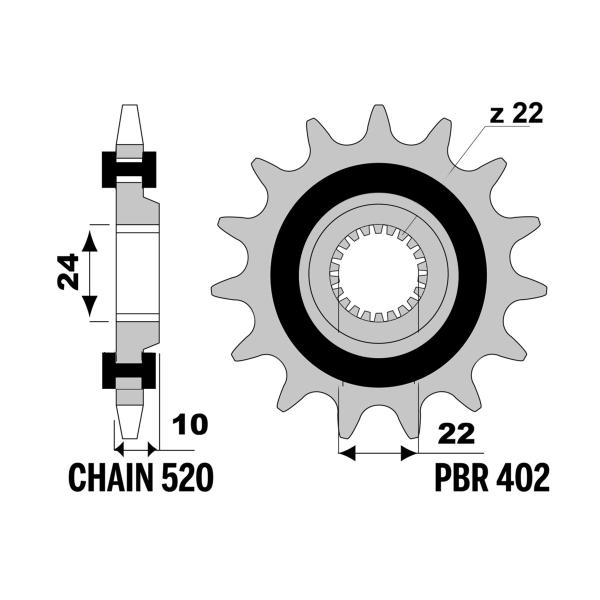 PBR front sprocket Z16 teeth with rubber 520 size BMW F650GS /Dakar 2004-2007