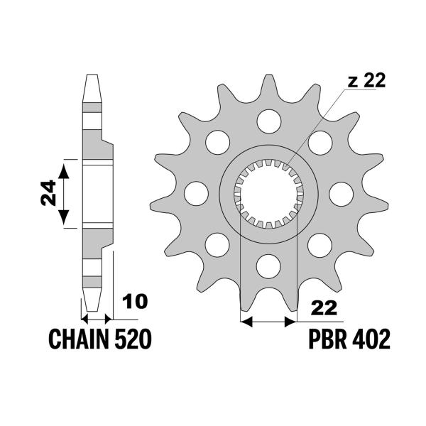 Pignone PBR Z16 denti passo 520 Aprilia Tuareg Rally 250 1985-1989