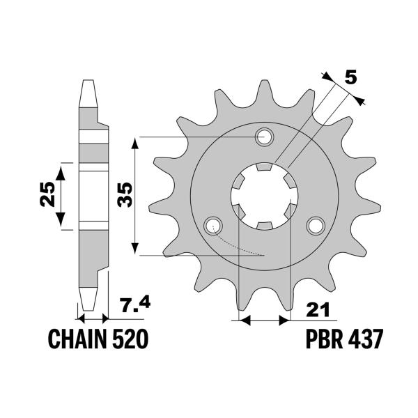 Pignone PBR Z16 denti passo 520 Suzuki DR650RS (SP43/44B) 1990-1995