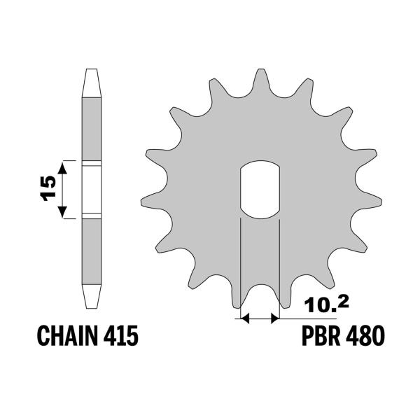 PBR front sprocket Z14 teeth 415 size Benelli Magnium CR 50