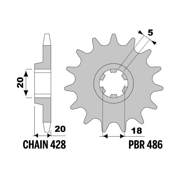Pignone PBR Z15 denti passo 428 Ducati Scrambler 350
