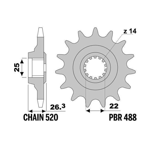PBR front sprocket Z15 teeth 520 size Ducati Sport 2S 750 1989-1989