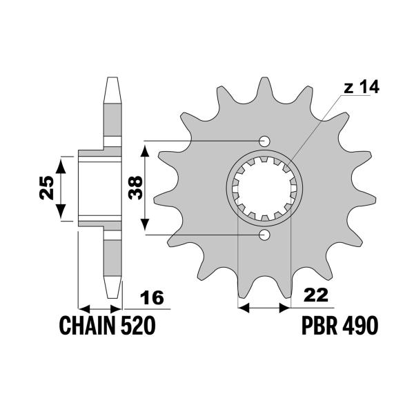 Pignone PBR Z15 denti passo 520 Ducati MH Evoluzione 900 2003