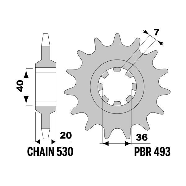 PBR front sprocket Z14 teeth 530 size Ducati SS900 1979-1979