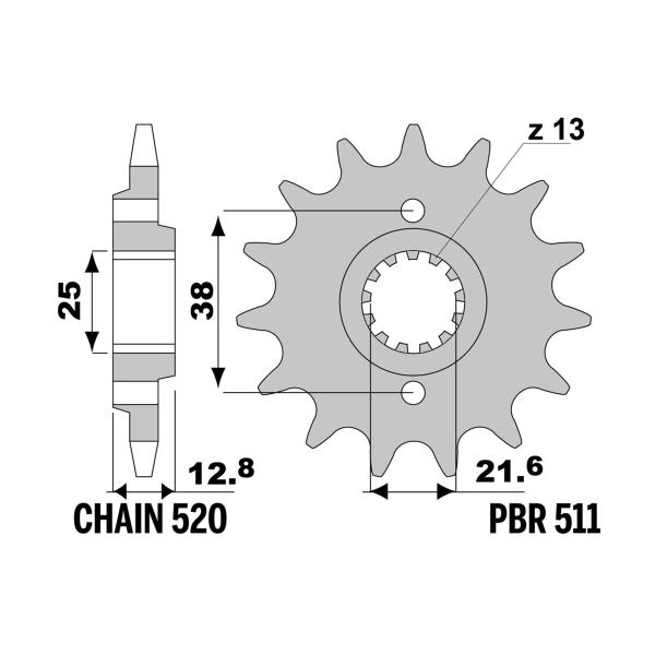 Pignone PBR Z15 denti passo 520 Kawasaki KLR650 (FNF/ HNF/ JNF) 2020-2022