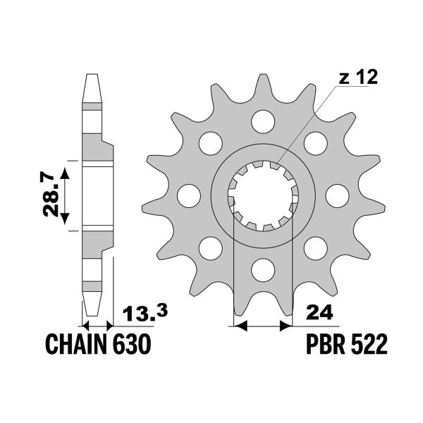 PBR front sprocket Z15 teeth 630 size Kawasaki GPZ1100 1981-1982
