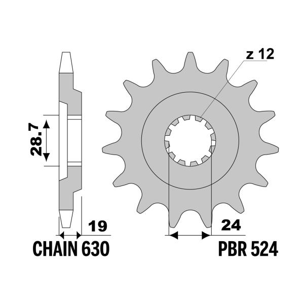 PBR front sprocket Z14 teeth 630 size Kawasaki GPZ1100 Unitrack 1983-1985