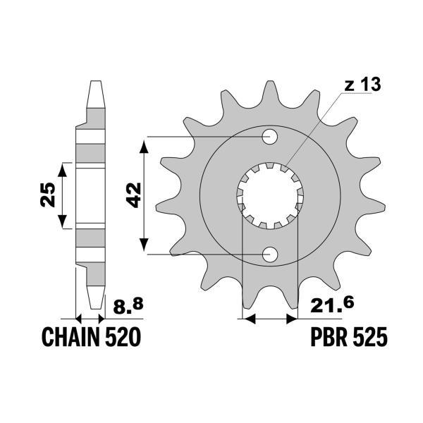 PBR front sprocket Z16 teeth 520 size Kawasaki EN500C Vulcan 1996-2005