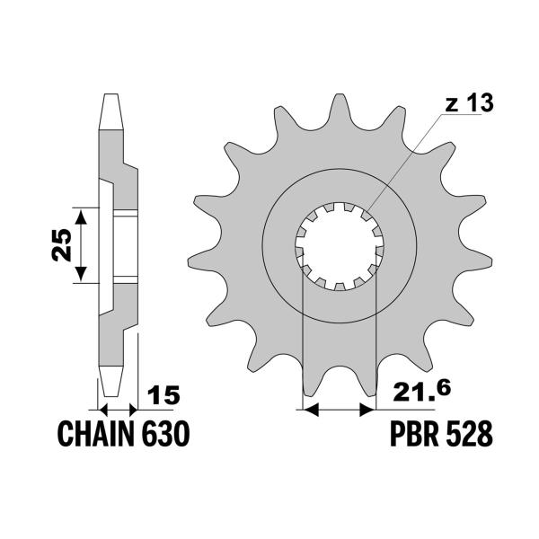 PBR front sprocket Z15 teeth 630 size Kawasaki GPZ750 Unitrack 1983-1989